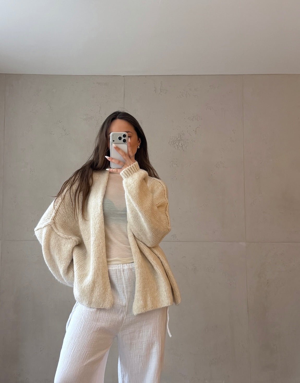 Oversize Strickjacke mit Außennaht - Switch - Fashion