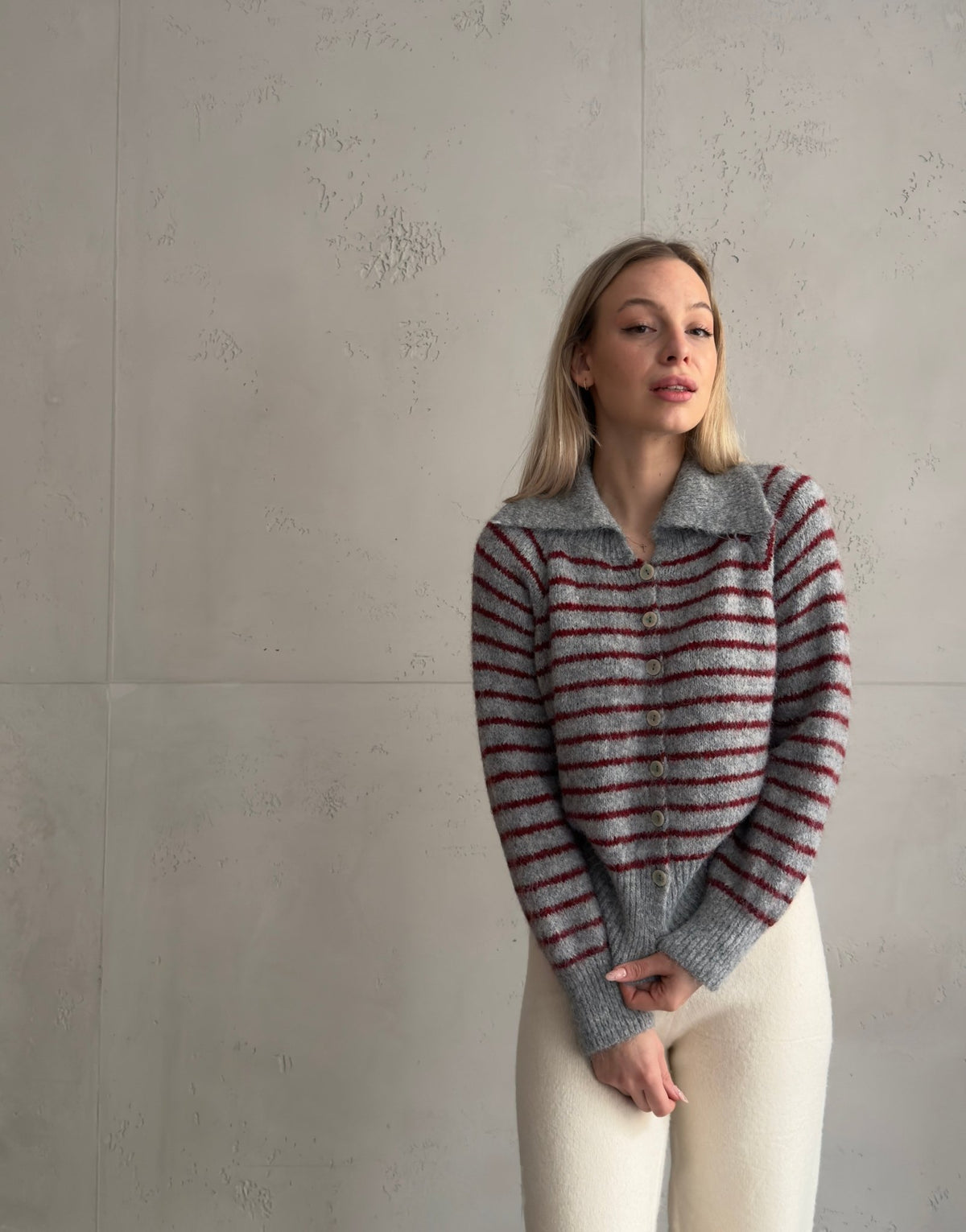 Polo Strickjacke gestreift – Pattern