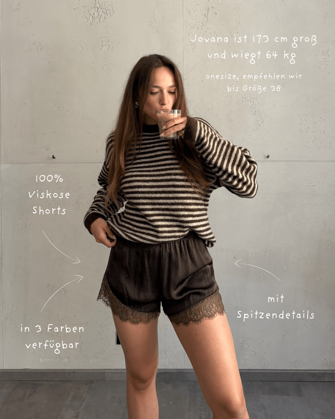 Shorts mit Spitzenabschluss in Uni - Switch-Fashion