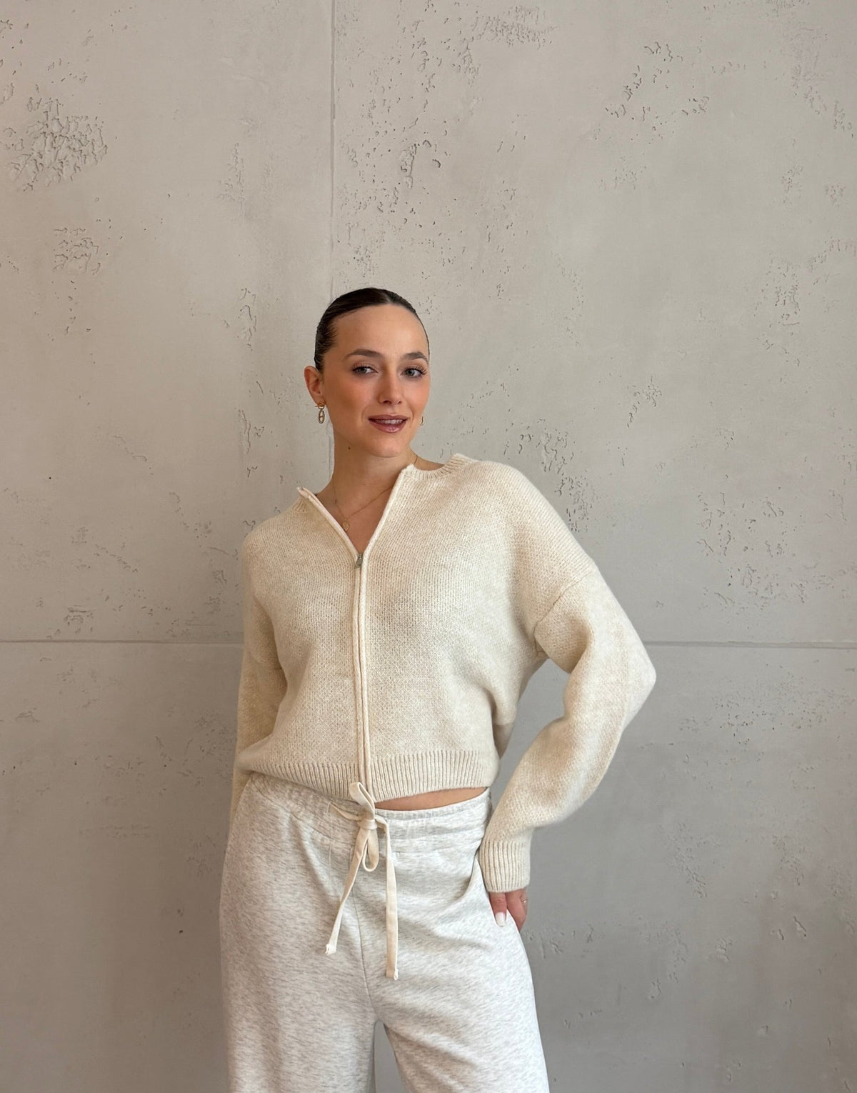 Strickjacke im Bomber - Stil mit Reißverschluss - Switch - Fashion