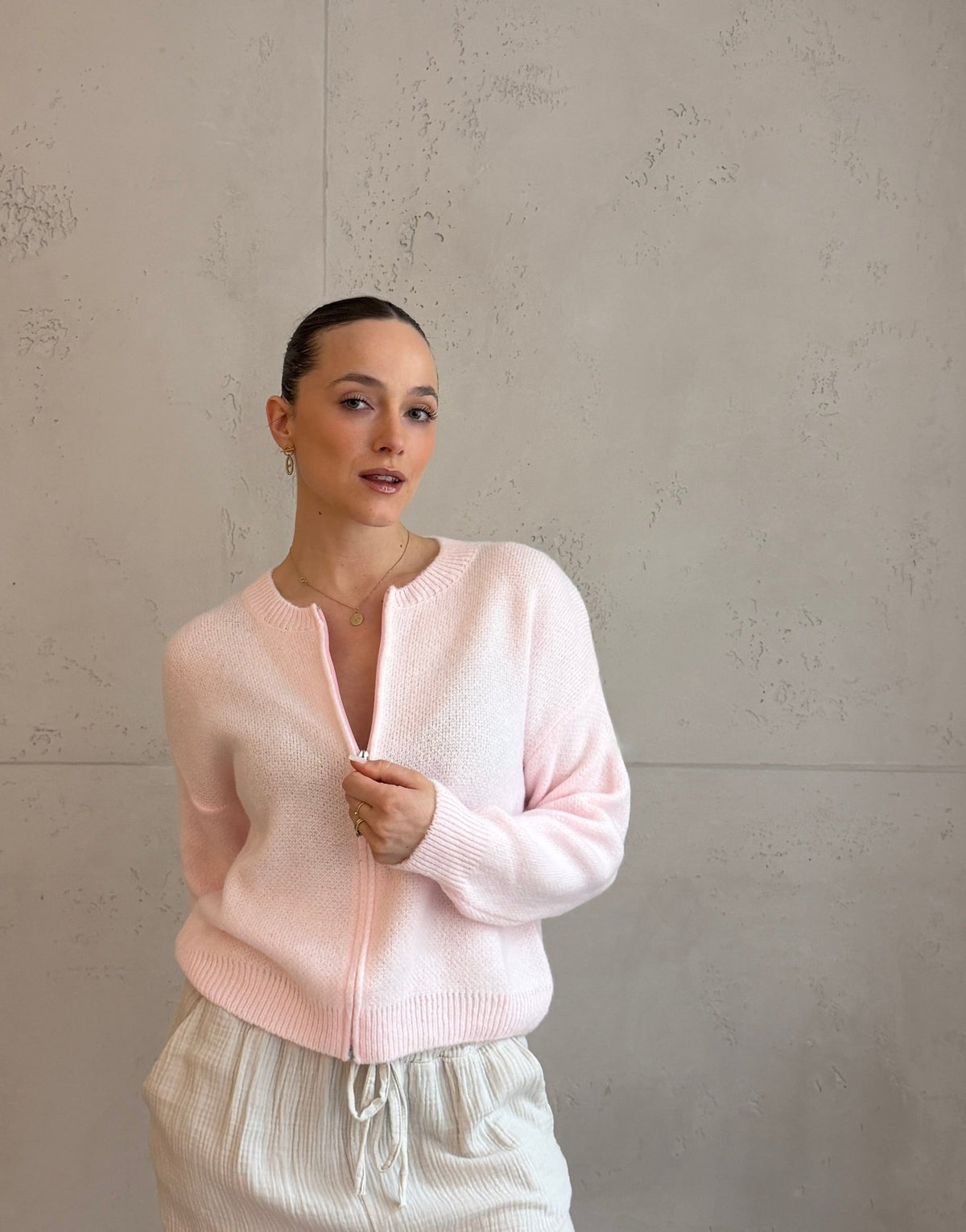 Strickjacke im Bomber - Stil mit Reißverschluss - Switch - Fashion