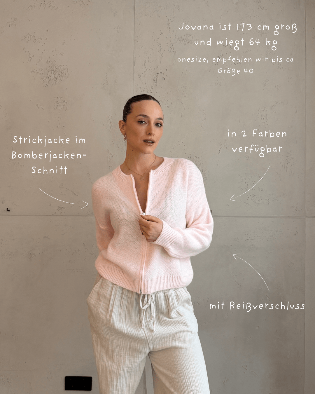 Strickjacke im Bomber - Stil mit Reißverschluss - Switch - Fashion