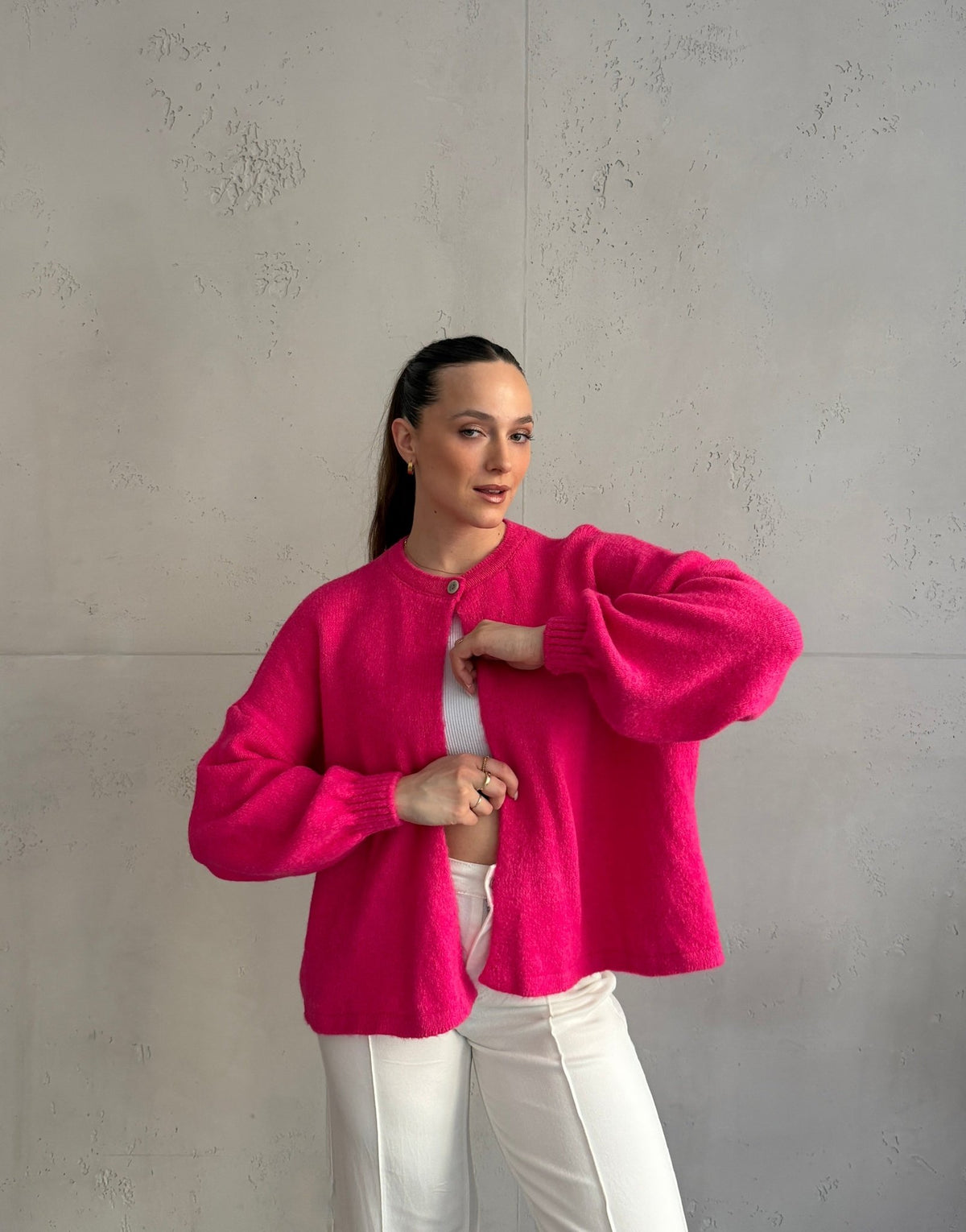 Strickjacke mit einem Knopf und weitem Arm - Switch - Fashion