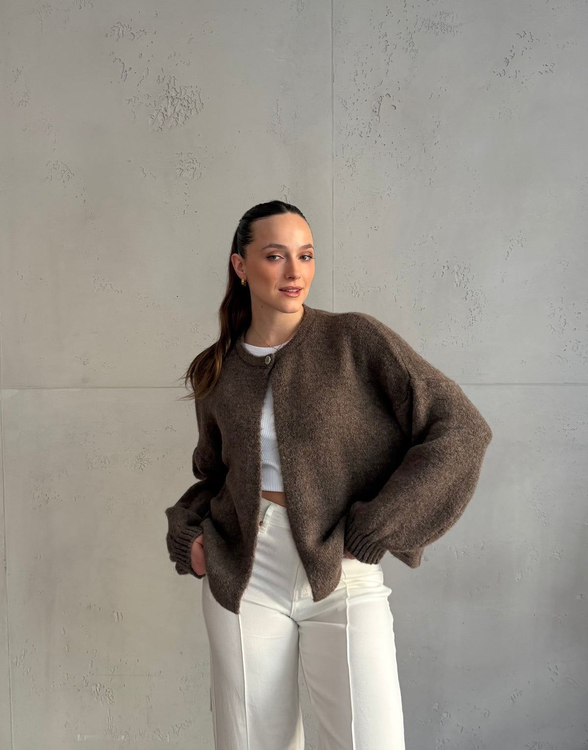 Strickjacke mit einem Knopf und weitem Arm - Switch - Fashion