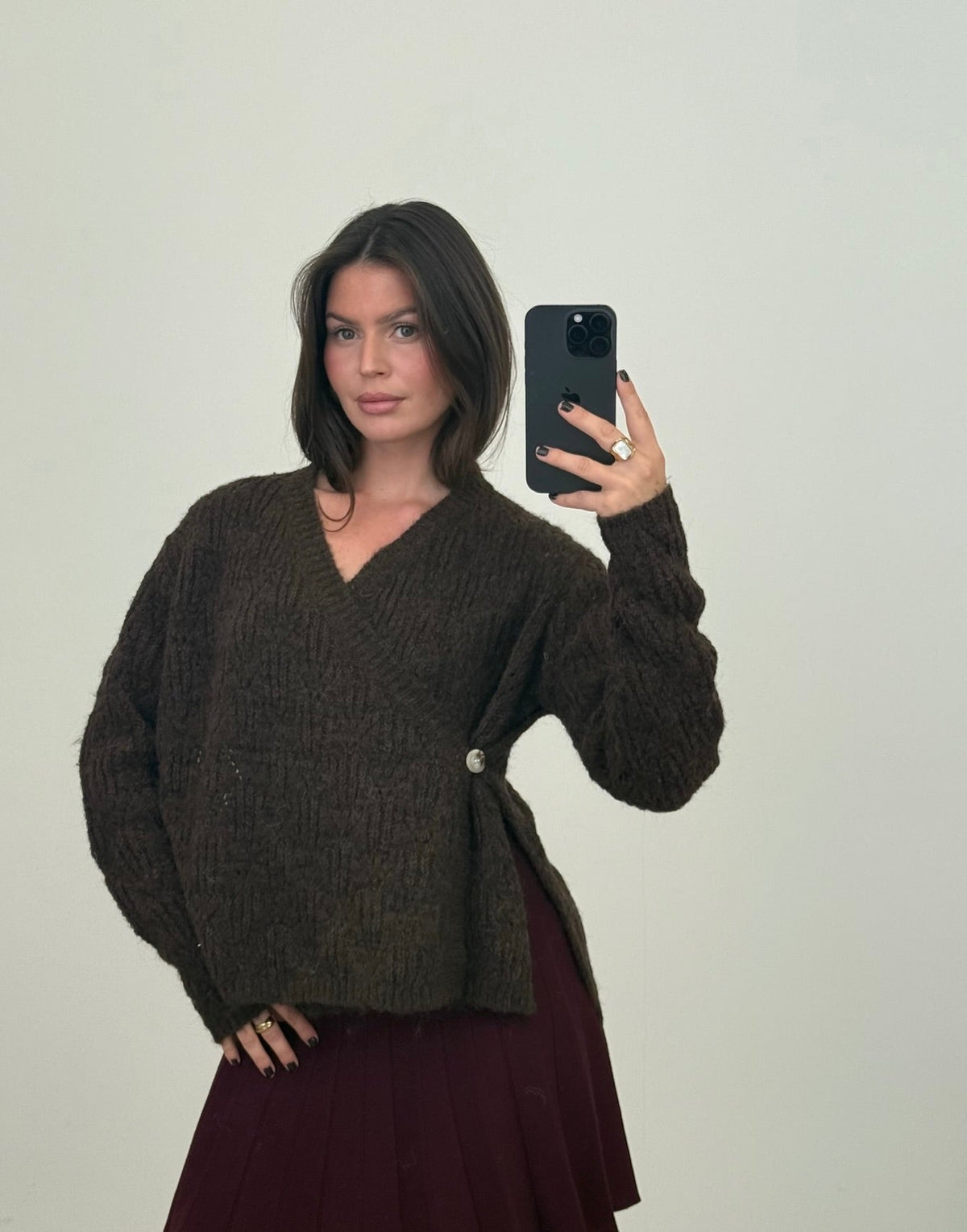 Strickjacke mit Taillen-Knopf - Close-up 2