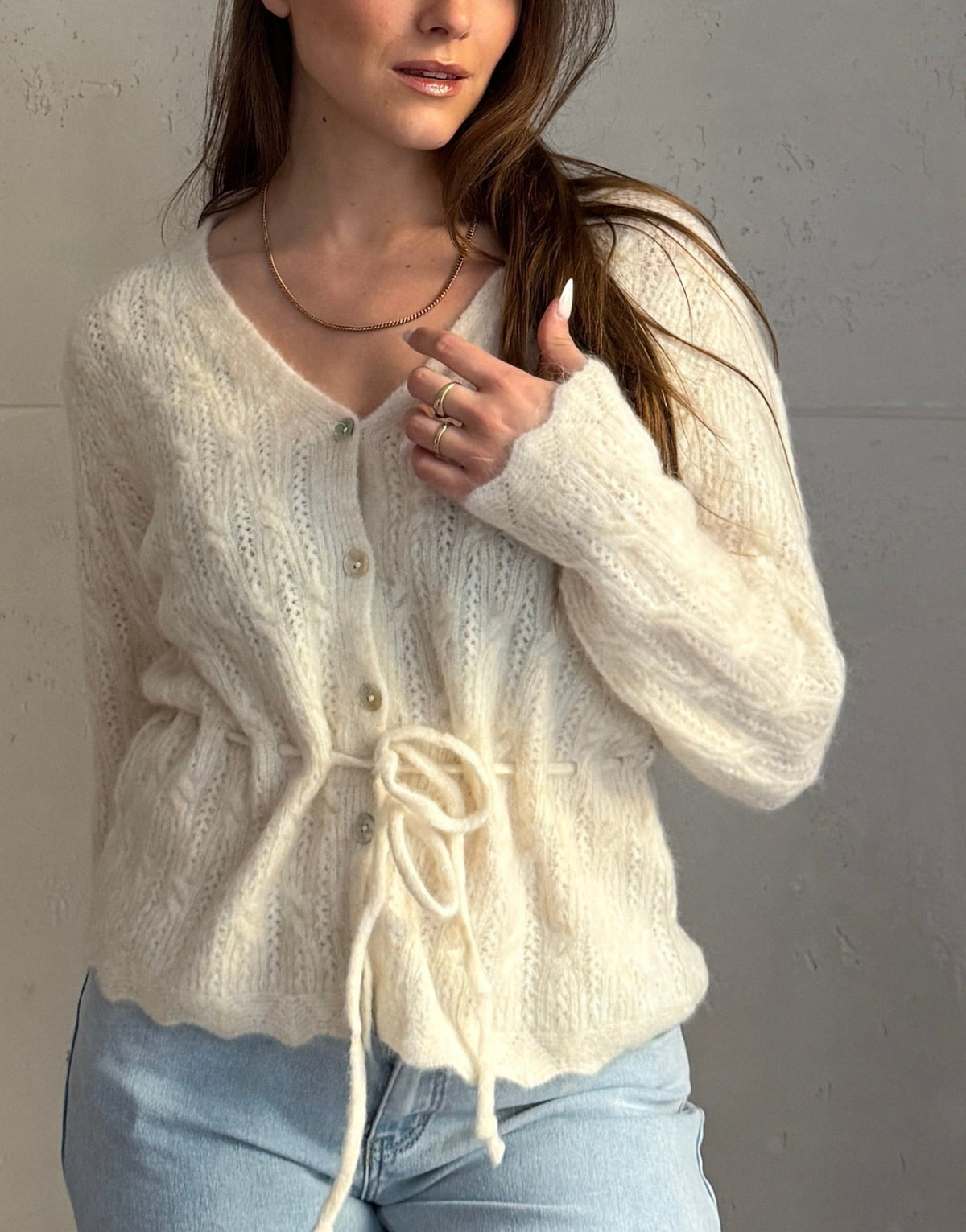 Strickjacke mit Taillenbund und V - Ausschnitt - Switch - Fashion