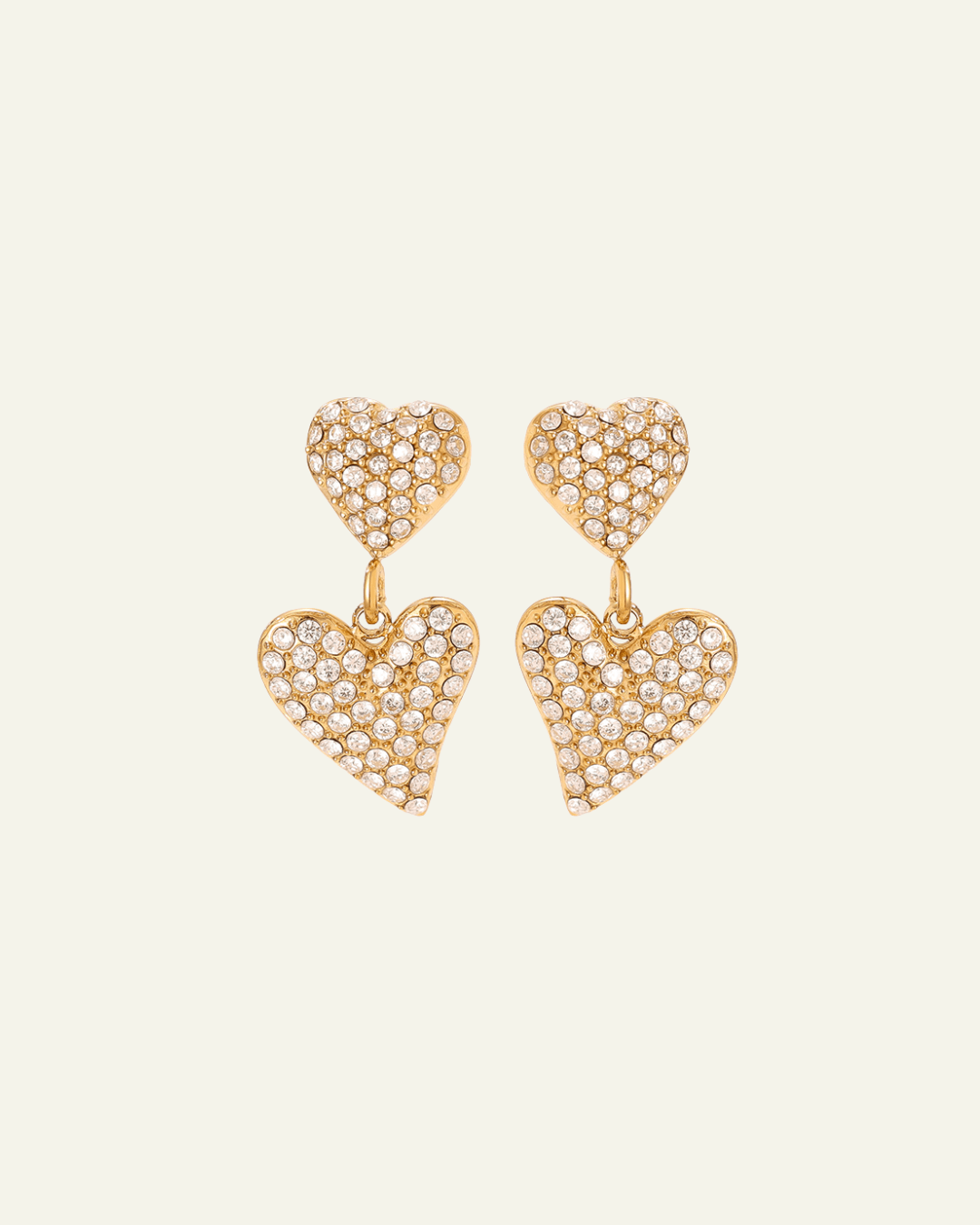 Two Diamond Hearts Edelstahl Ohrringe – Sparkle & Steel - Switch - Fashion