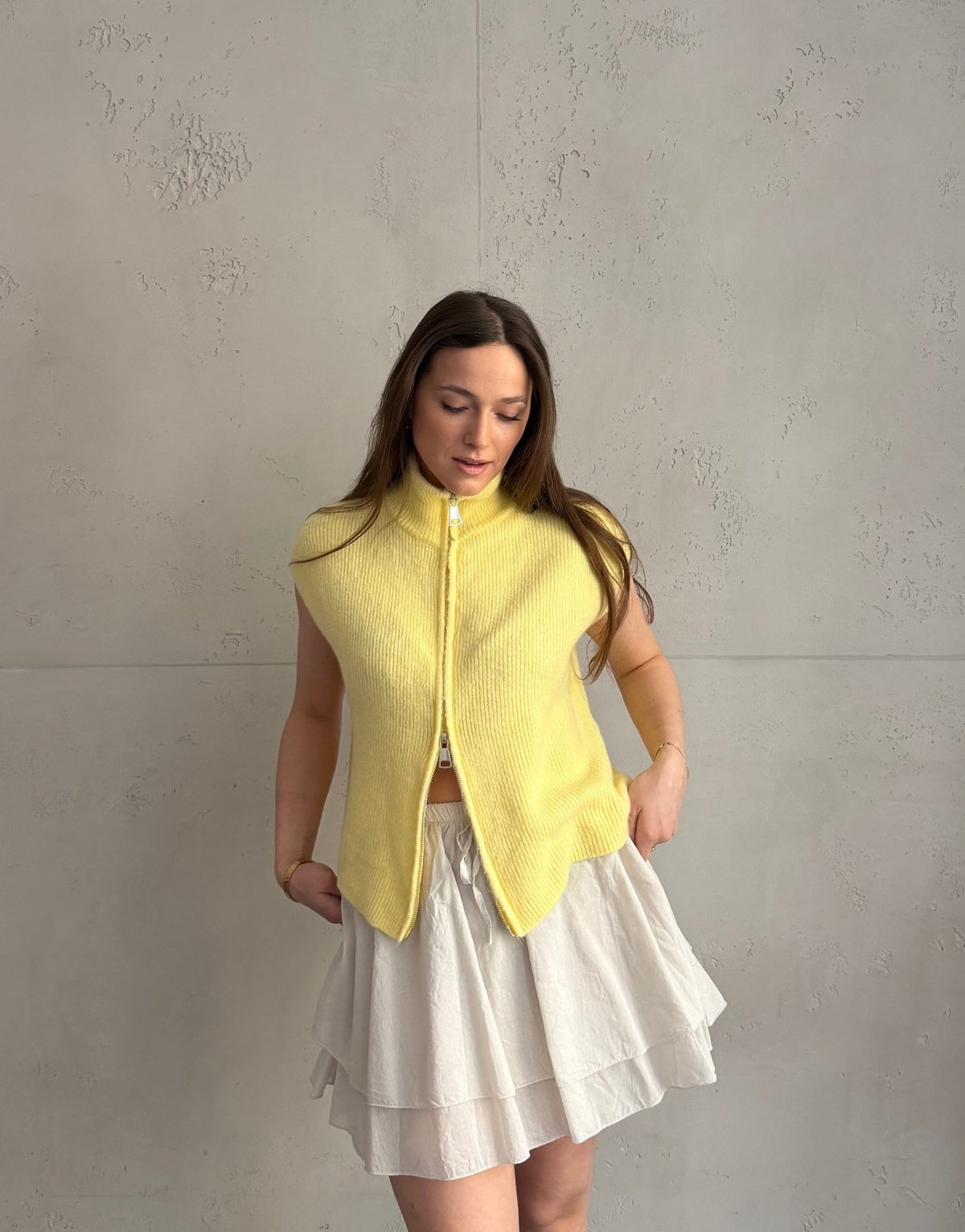 Uni Stehkragen Pullunder mit Zip - Switch - Fashion