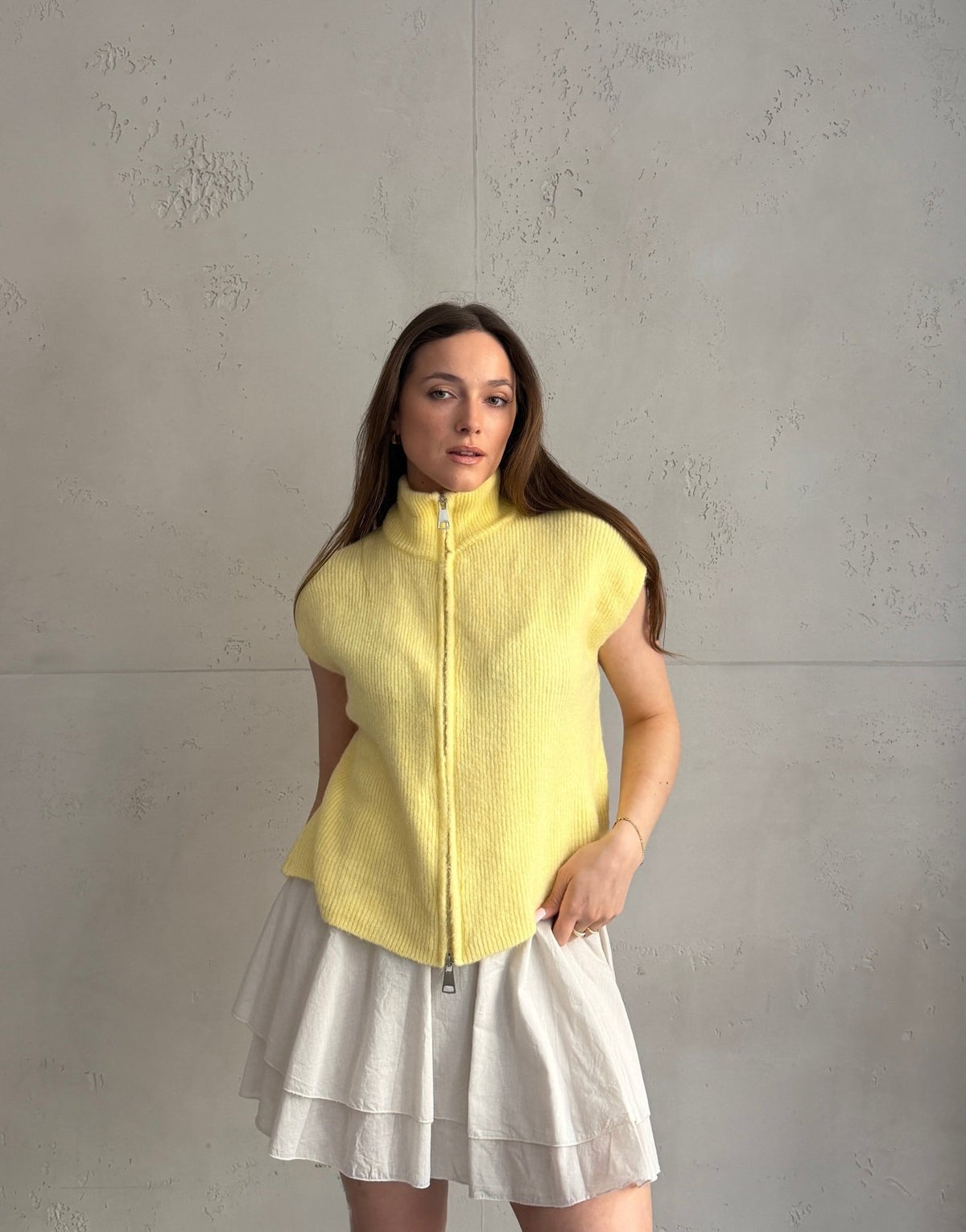 Uni Stehkragen Pullunder mit Zip - Switch - Fashion
