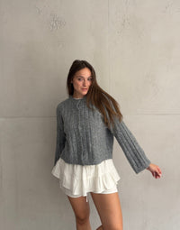 Uni Strickjacke mit Struktur – Kürzerer Arm, Knopfleiste