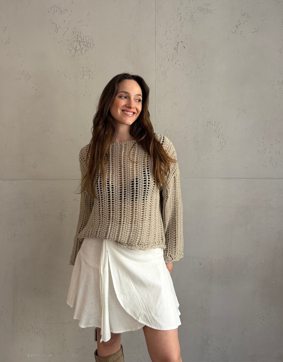 Weitmaschiger Häkelpullover mit überschnittenen Schultern - Switch - Fashion