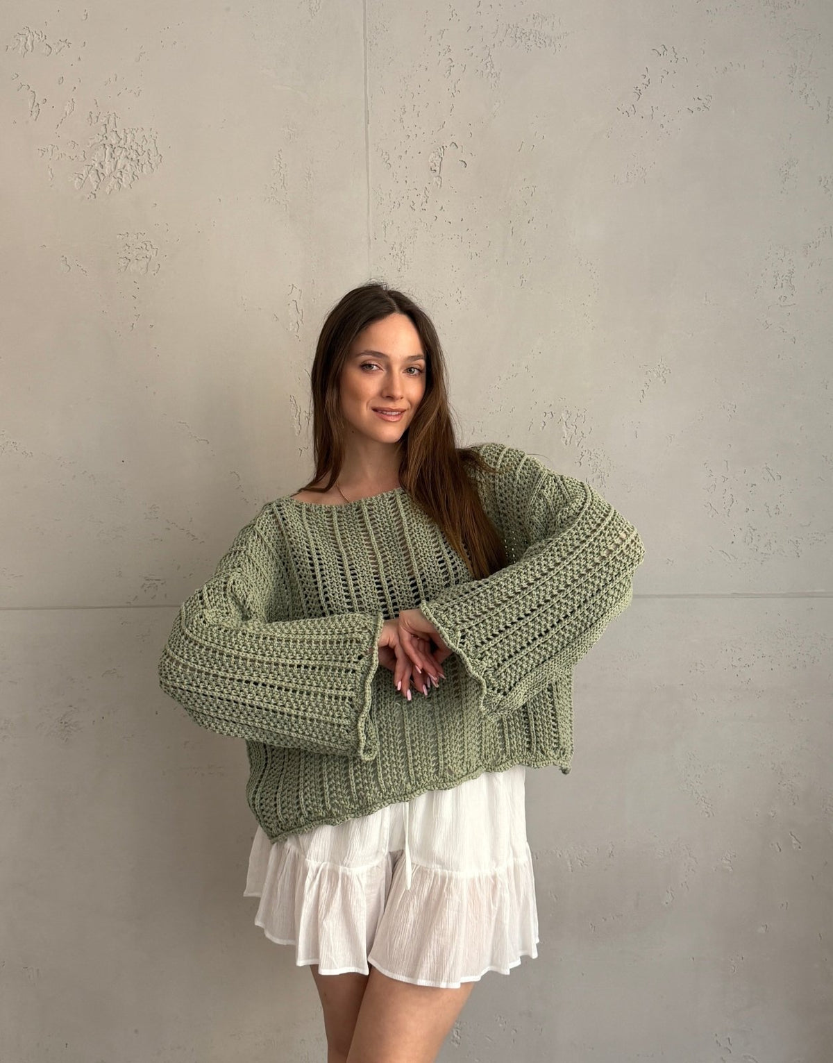 Weitmaschiger Häkelpullover mit überschnittenen Schultern - Switch - Fashion