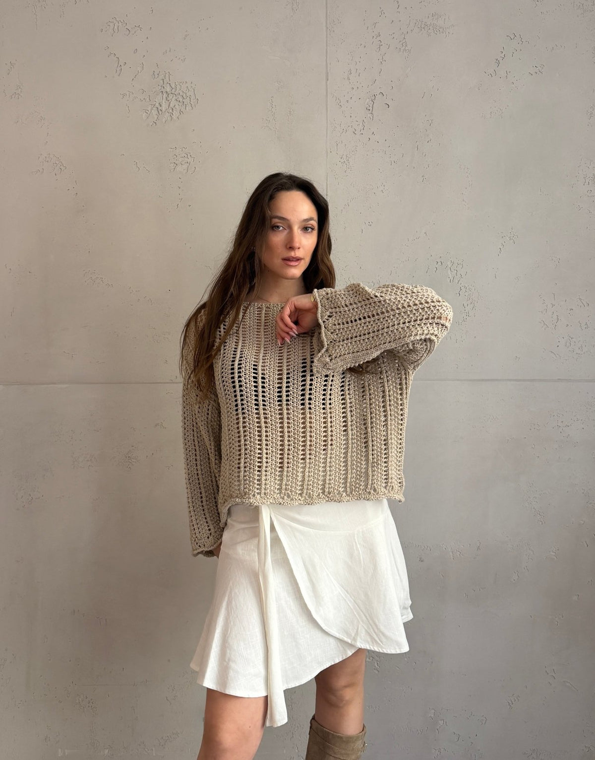 Weitmaschiger Häkelpullover mit überschnittenen Schultern - Switch - Fashion