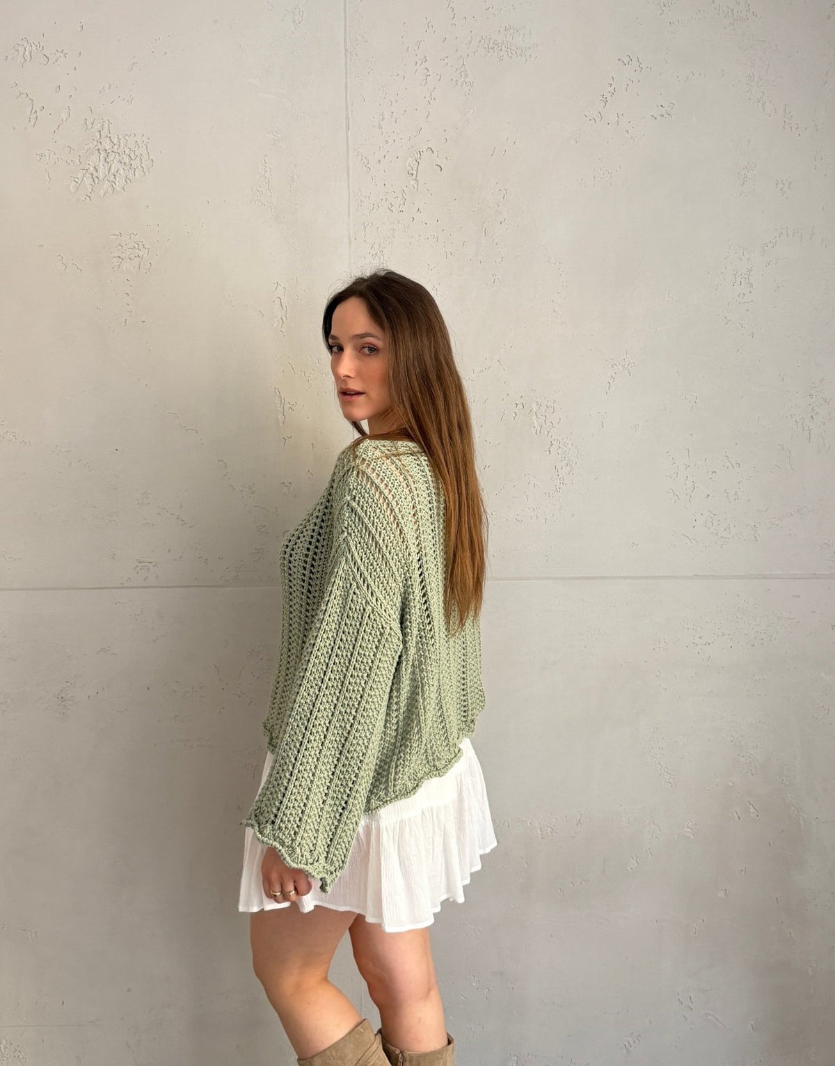 Weitmaschiger Häkelpullover mit überschnittenen Schultern - Switch - Fashion